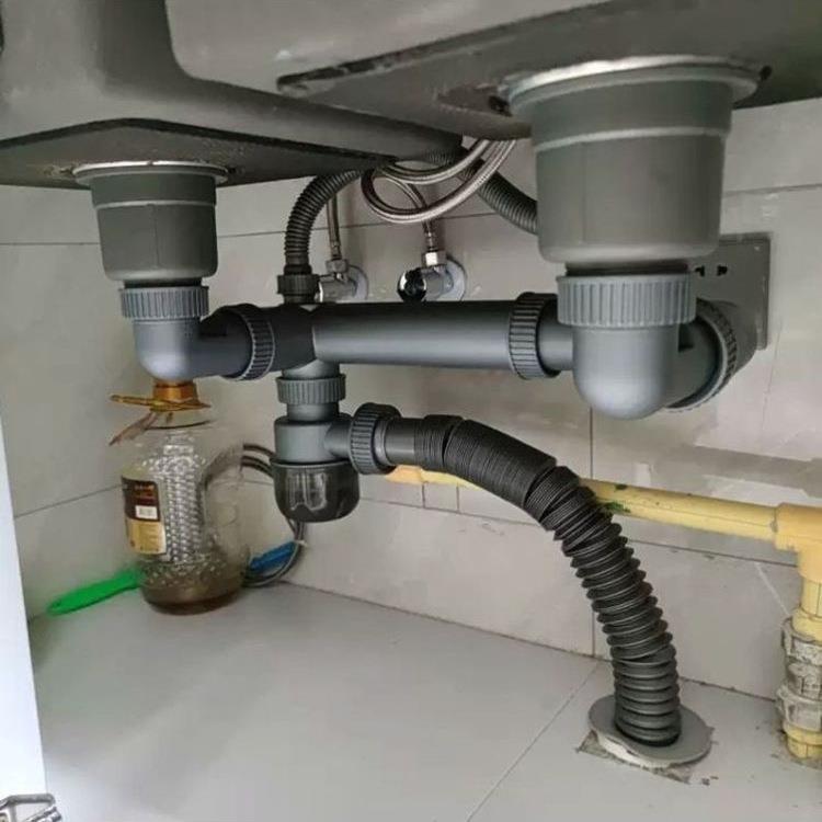 配件通用洗碗池槽池排水管道三通防臭下槽下全套装下水单双槽