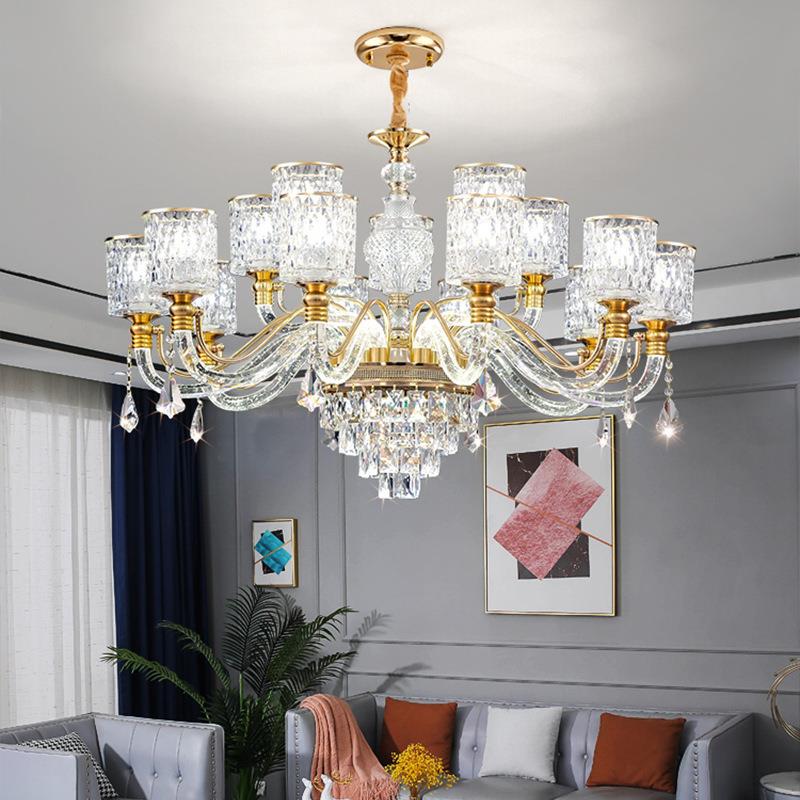 客厅主灯奢华大气欧式水晶吊灯臂发光三室两厅灯具组合全屋套餐装