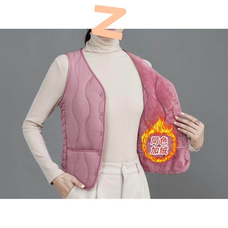 2025年秋冬季马甲女加绒内外穿保暖加厚时尚短款修身马甲背心女