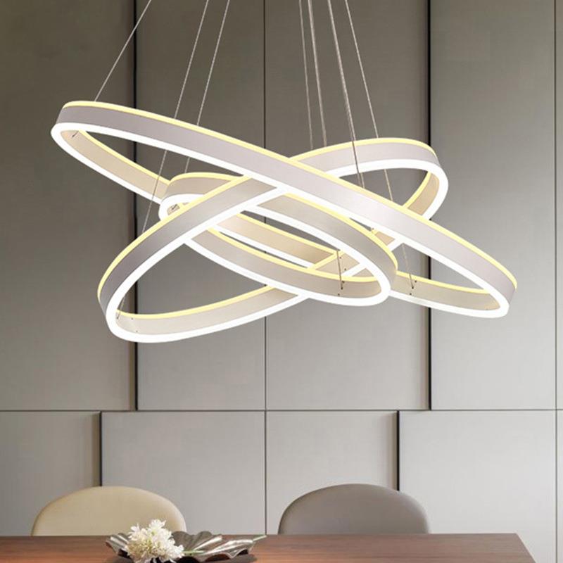 LED后现代简约圆圈组合客厅吊灯无极调光创意餐厅亚克力吊灯