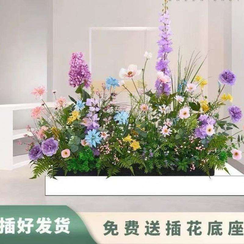 假花仿真花造景布置场景摆设高档橱窗装饰场景绿植紫色花艺盆栽