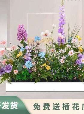 假花仿真花造景布置场景摆设高档橱窗装饰场景绿植紫色花艺盆栽