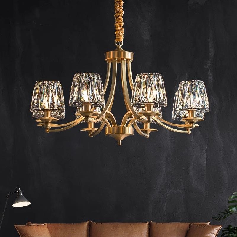 【繁星】美式吊灯轻奢水晶客厅灯复古大气别墅灯全铜法式餐厅灯具