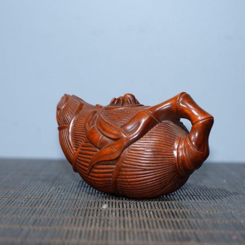 旧藏黄杨木雕刻节节高升把把壶手把件把玩件桌面小摆件工艺品文玩