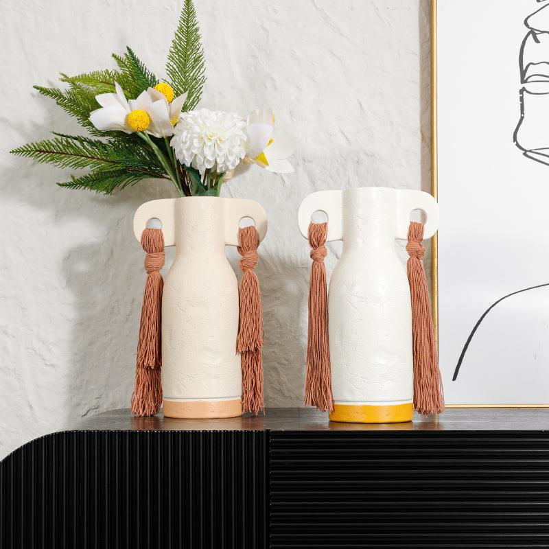 诧寂风插花干花瓶创意中古桌面花器客厅装饰新家摆件高级感工艺品