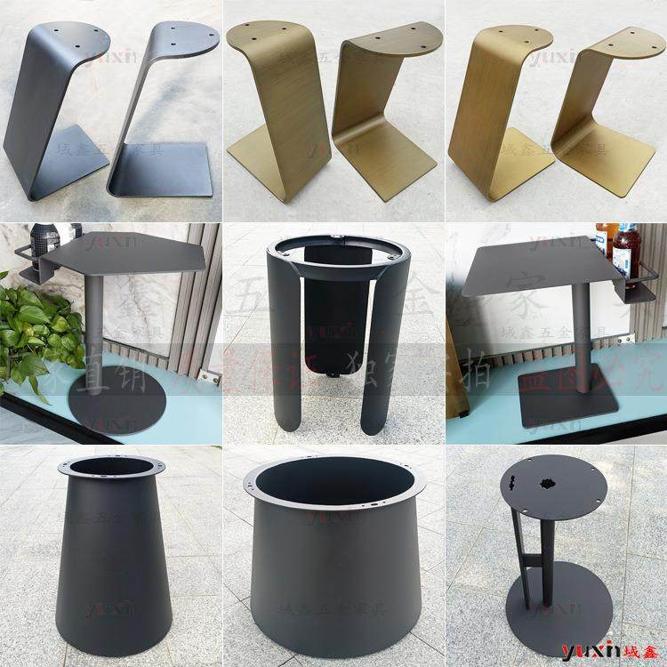 意式轻奢极简茶几大理石角几岩板边几碳素钢金属黑色铁艺餐桌脚架