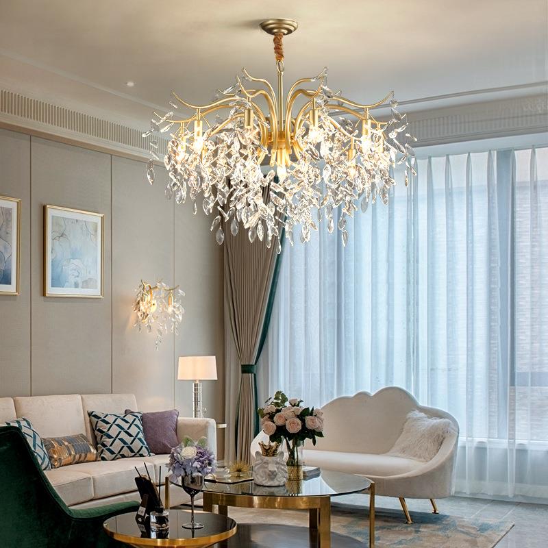 水晶吊灯客厅灯餐厅卧室灯后现代轻奢奢华大气法式全铜水晶灯
