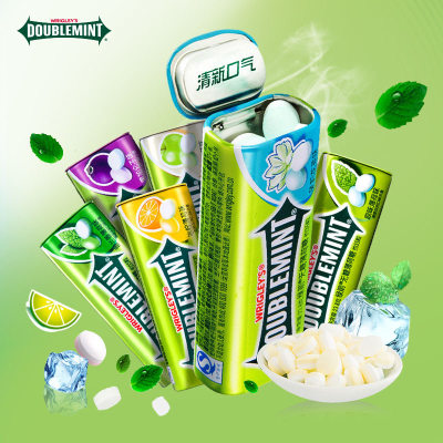绿箭无糖薄荷糖超强劲清凉提神清新口气铁盒装35颗接吻糖零食办公