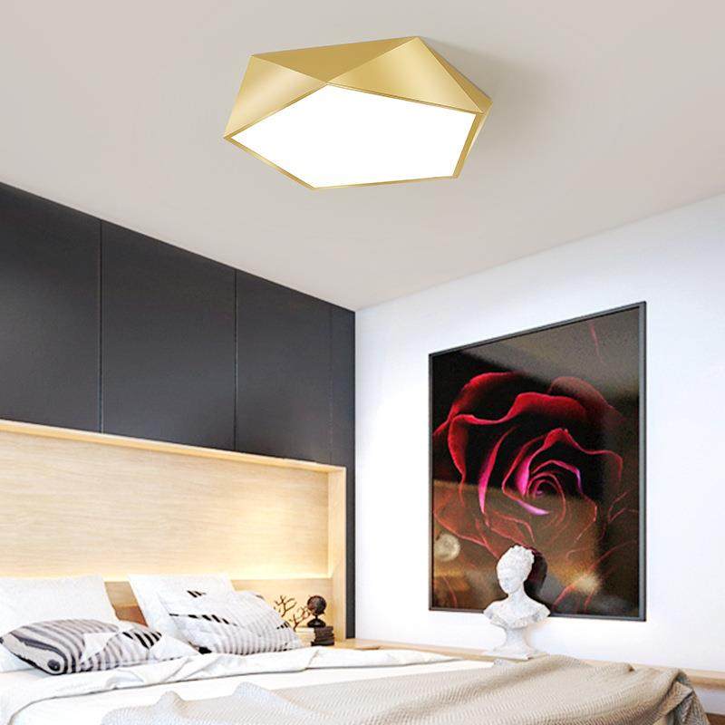 创意几何吸顶灯LED简约现代温馨浪漫个性房间北欧正方形卧室灯具