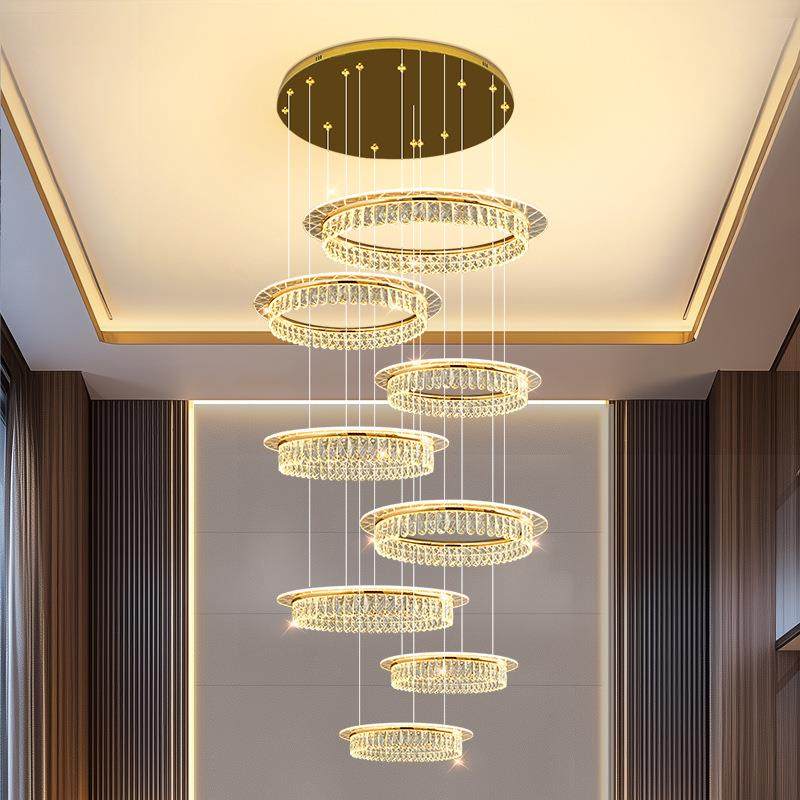 别墅复式楼客厅大吊灯轻奢楼中楼跃层挑高水晶挑空loft公寓吊灯,3C数码配件,USB灯,淘宝优惠券,粉丝福利购,淘宝优惠卷