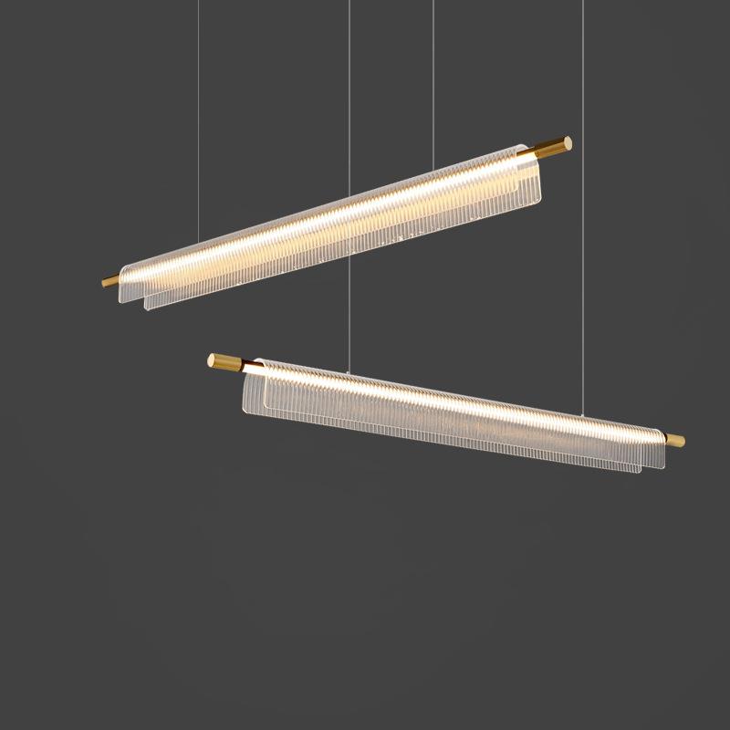 设计师长条餐厅吧台吊灯现代新款亚克力发光书房办公室书房吊线灯