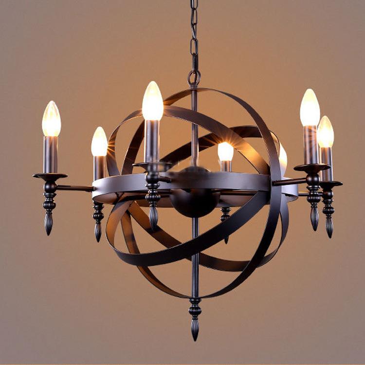 个性美式卫星复古工业风吊灯餐厅酒吧客厅灯创意铁艺loft地球仪灯