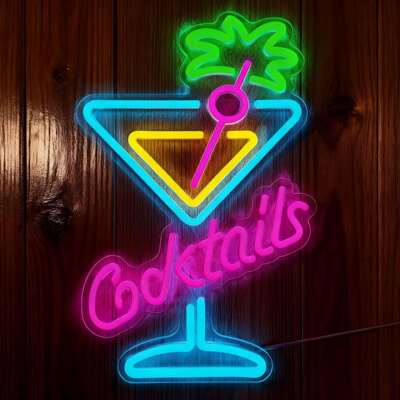 跨境鸡尾酒霓虹灯发光夜店酒吧氛围led墙饰灯具家庭装饰墙壁彩灯