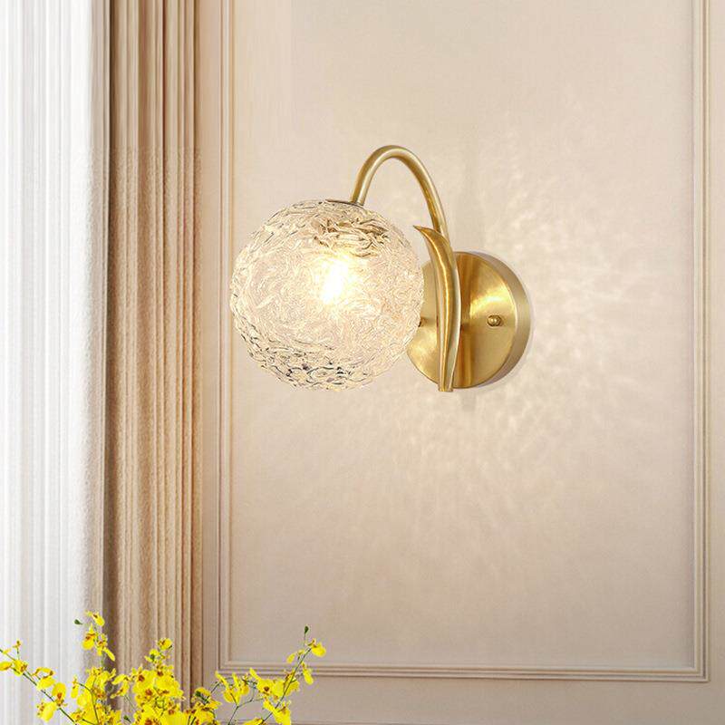 轻奢卧室床头壁灯法式主卧客厅美式复古奶油风高级感全铜水晶墙灯