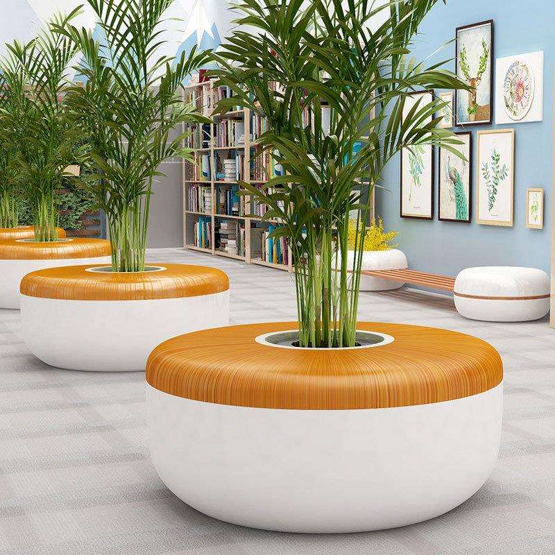 玻璃钢圆形树池坐凳户外木纹花坛花池座椅景观广场公园户外座椅