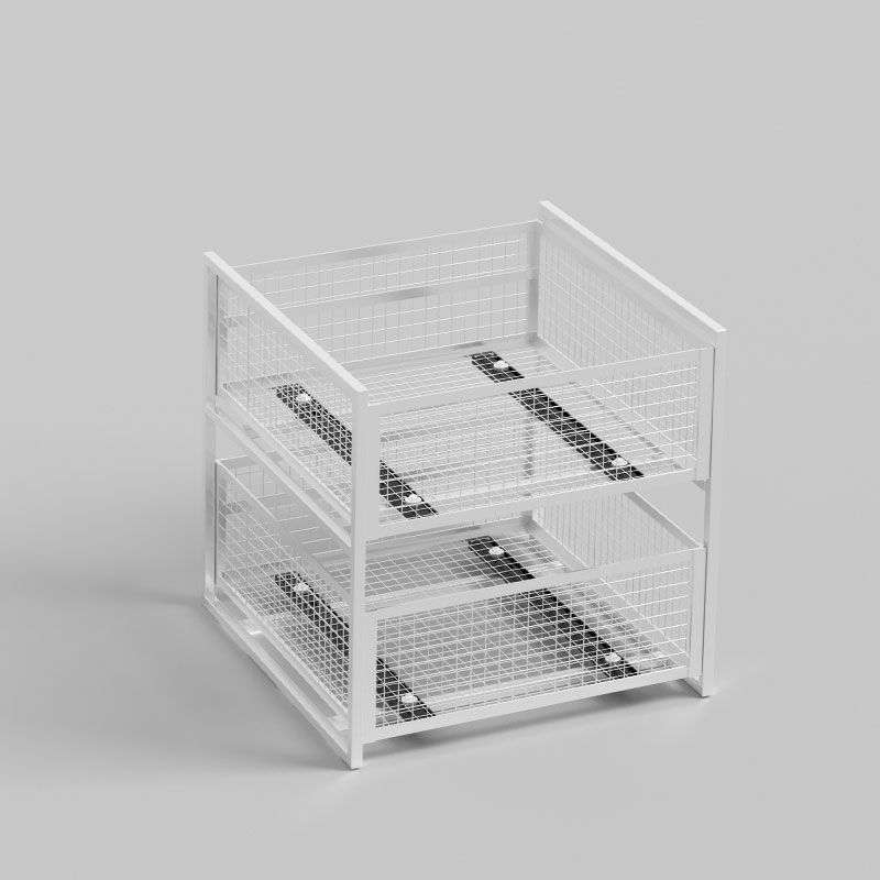 客厅桌上抽拉式收纳篮镂空日式铁艺桌面置物架多层茶杯收纳架