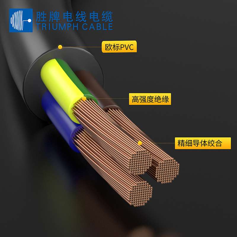 胜牌VDE护套软线H03VV-F/RVV2*0.75MM黑色圆线现货直供