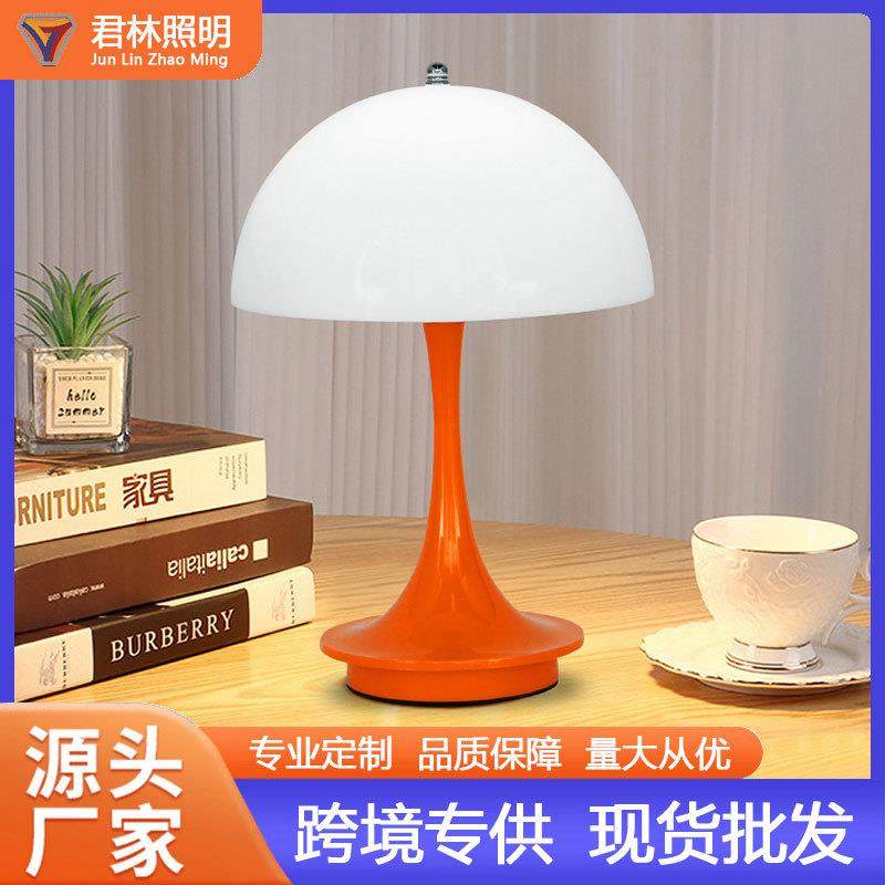 跨境LED装饰氛围台灯卧室床头轻奢高级感尖顶蘑菇充电小蛮腰夜灯