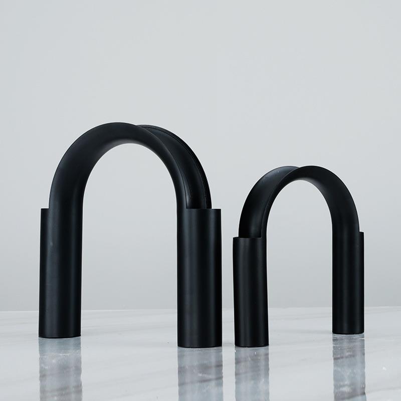 创意花瓶摆件客厅插花艺术北欧现代简约U型轻奢金属餐桌装饰花器