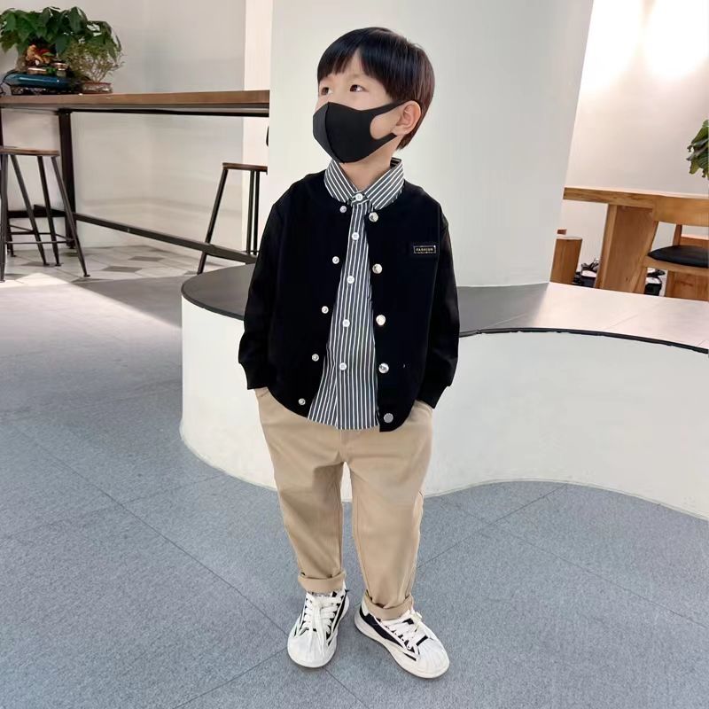 男童套装春秋外套长袖衬衫t2023秋款新款宝宝裤子三件套休闲时髦