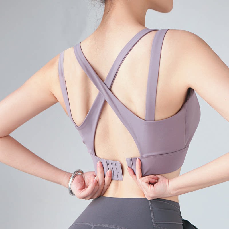 跑步背心高强度运动内衣女带胸垫防震健身文胸一体式瑜伽防下垂