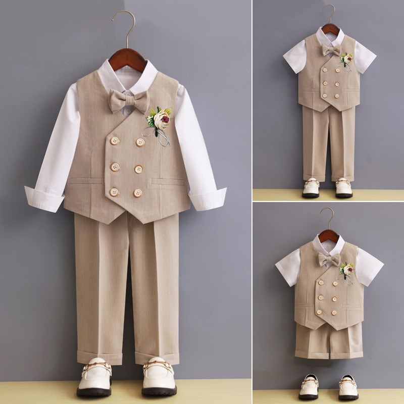 儿童马甲套装男童花童婚礼服x宝宝周岁小童西服钢琴演出服日常衣