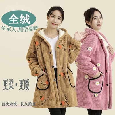 罩衣女冬b新款冬季加绒加厚大人小个子女士洋气做饭穿的工作服干