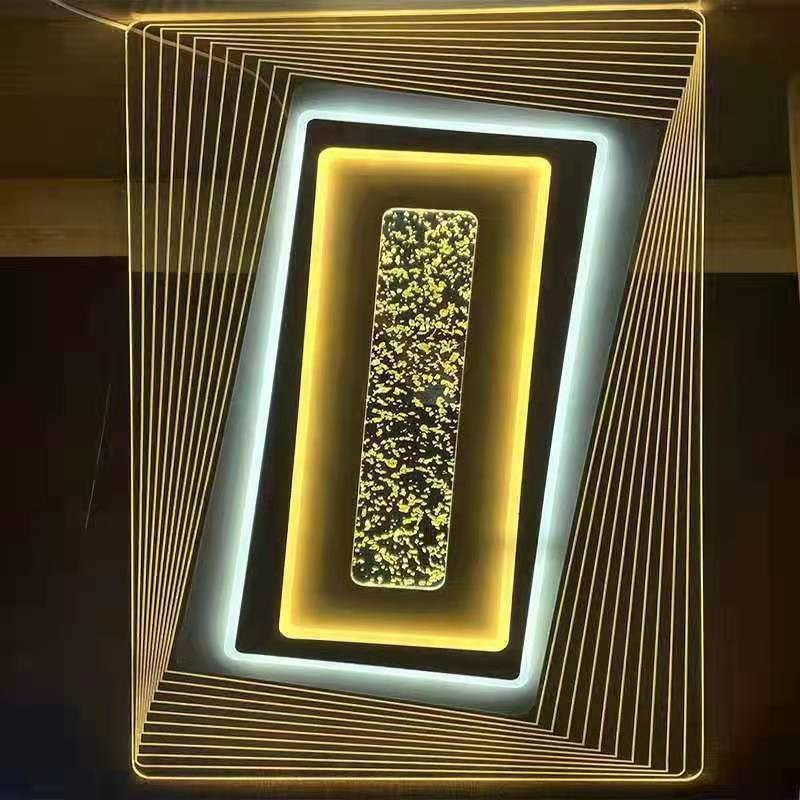 新款客厅灯ledi吸顶灯现代简约长方形智能超薄3D立体卧室灯具套餐