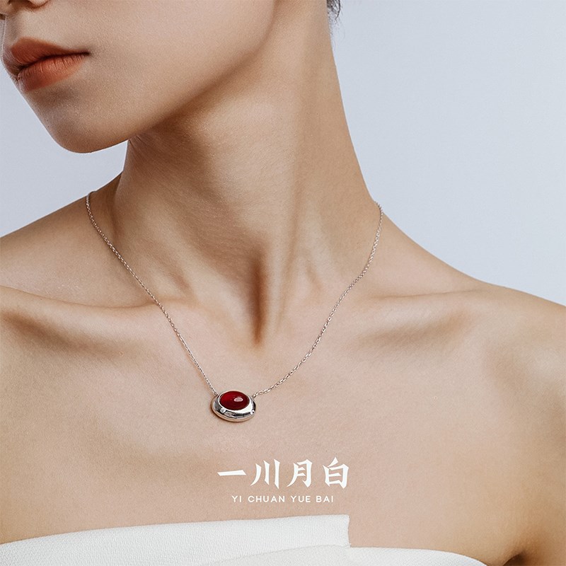 【宇宙之眼项链】一川月白纯银小众设计感气质简约高级感项链女