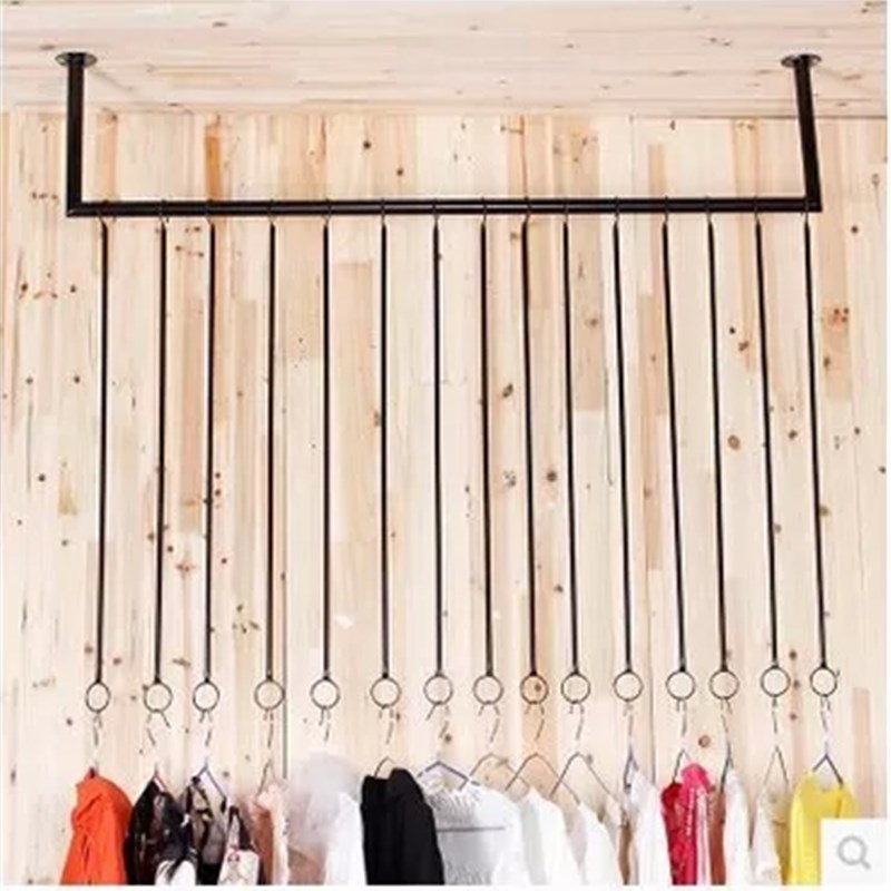 服装店展示架上墙吊架铁艺吊顶悬挂吊杆女装M店衣服架陈列货架壁