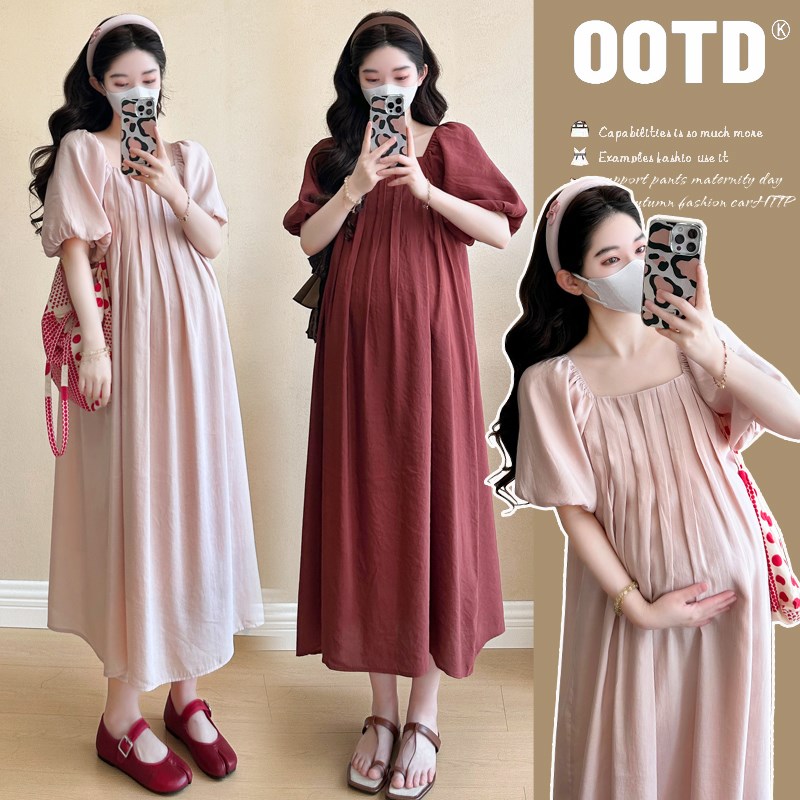 2025孕妇裙子夏装怀孕期宽松显瘦慵懒风潮妈裙夏季薄款休闲连衣裙
