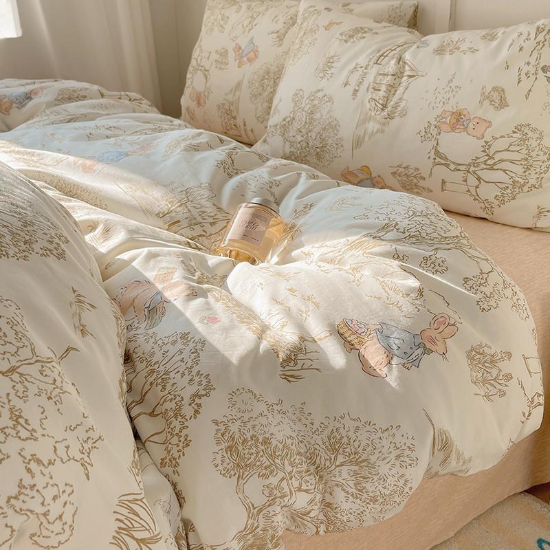 100全棉四件套纯棉套装学生宿舍三件套单人床单款被罩床笠款可爱