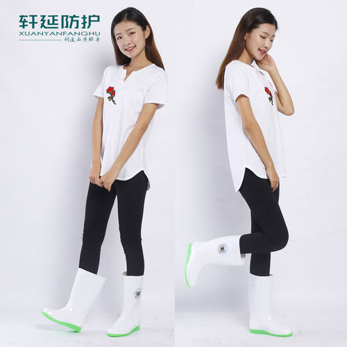 男女中筒食品卫生靴白色雨鞋雨靴防滑耐磨套鞋厨房水鞋耐油酸碱