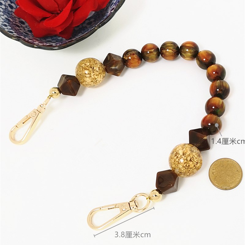 咖色串珠手提包带子女q士斜挎包装饰链条单买手机链腋下包链配饰