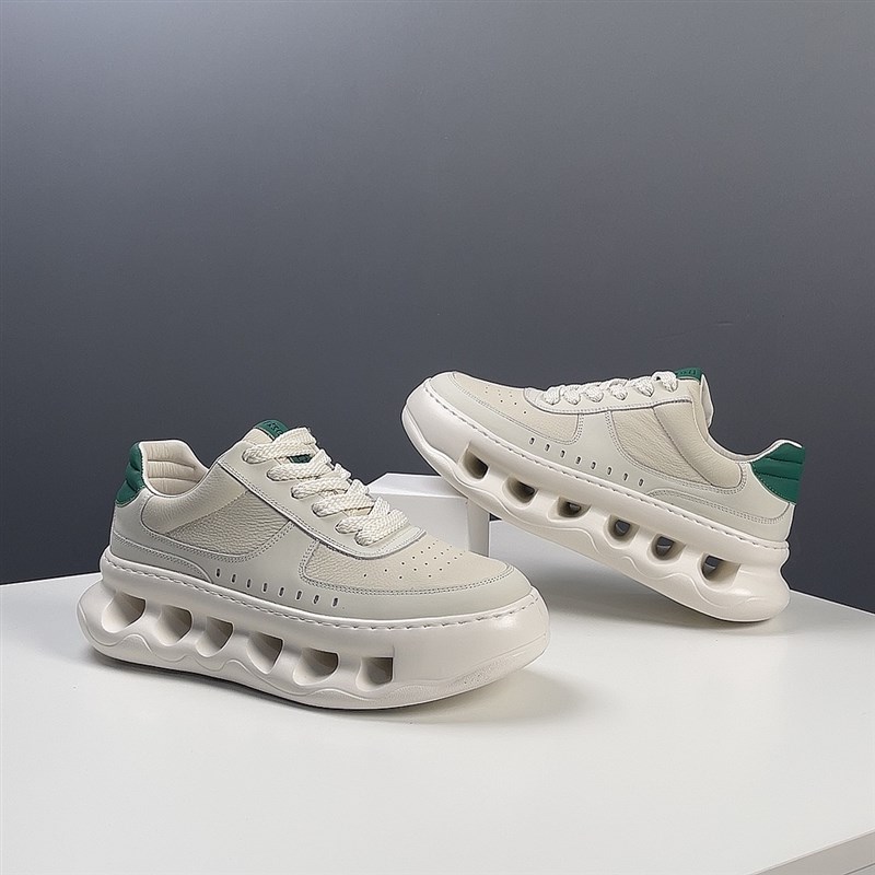 春季新款男士板鞋时尚百搭厚底舒适真皮小白鞋男鞋透气运动休闲鞋