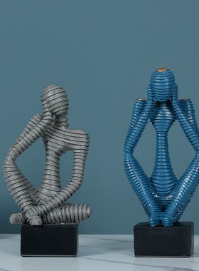 美式创意思考者摆件电视柜橱柜摆设人物雕塑艺术品客厅装饰家居