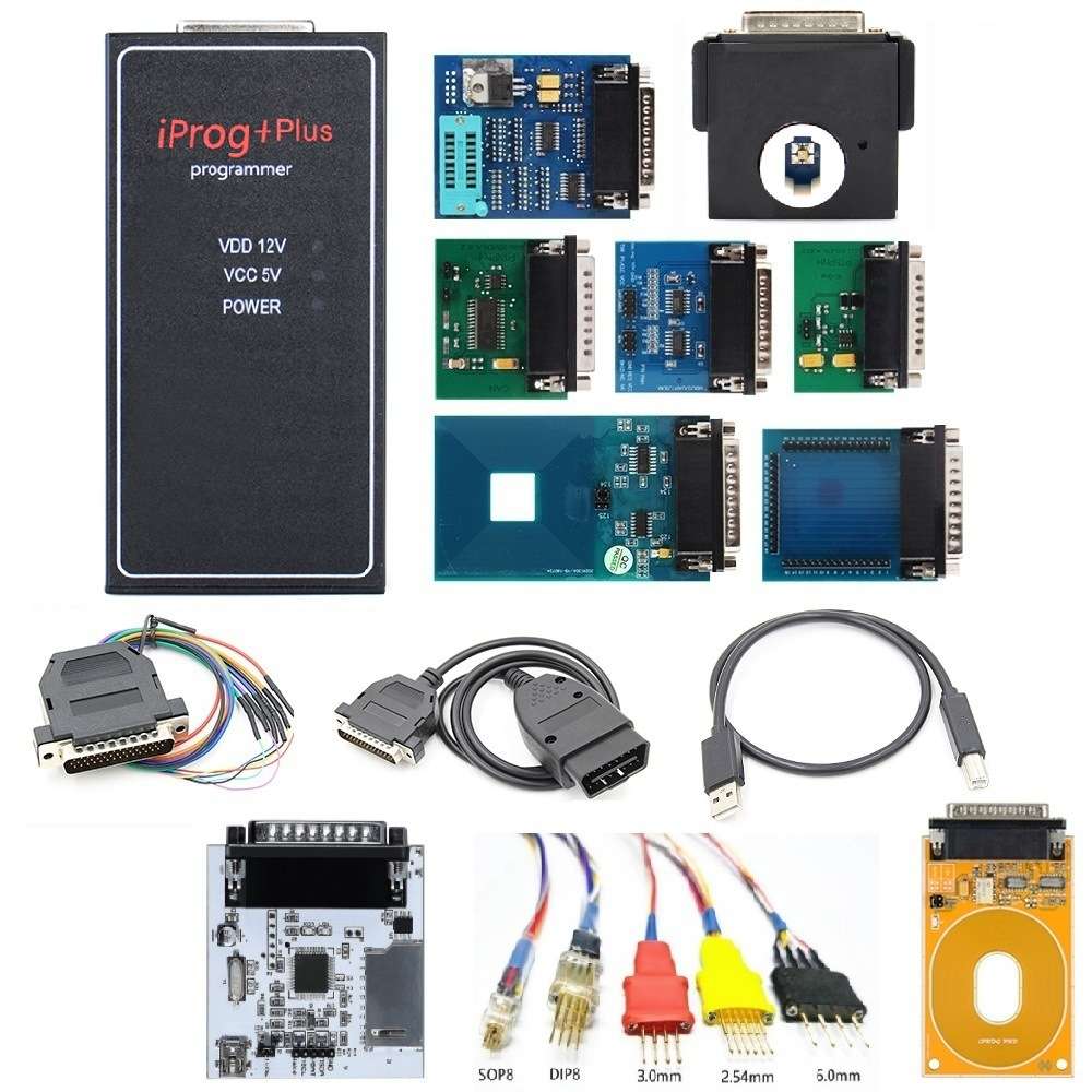 Iprog+ Plus Pro 777 for IMMO/Mileage/Airbag Reset 10个适配器