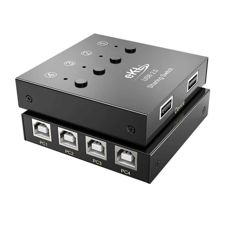 eKL 04U USB打印机共享器4口自动多电脑共享4进1/2出切换器