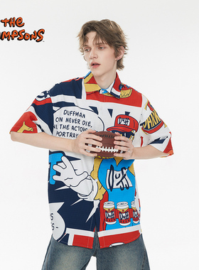 THE SIMPSONS辛普森一家短袖衬衫夏季新款透气上衣短袖衬衫