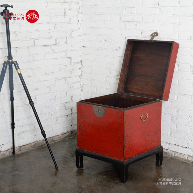 实木新中式家具茶几桌客厅沙发边几小官箱仿古做旧角几