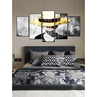 一件装饰画路飞客厅漫画墙画卡通动画二维挂画电子竞技室游戏画