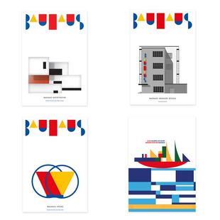 进口德国bauhaus-movement包豪斯蒙德里安经典建筑帆船原版装饰画