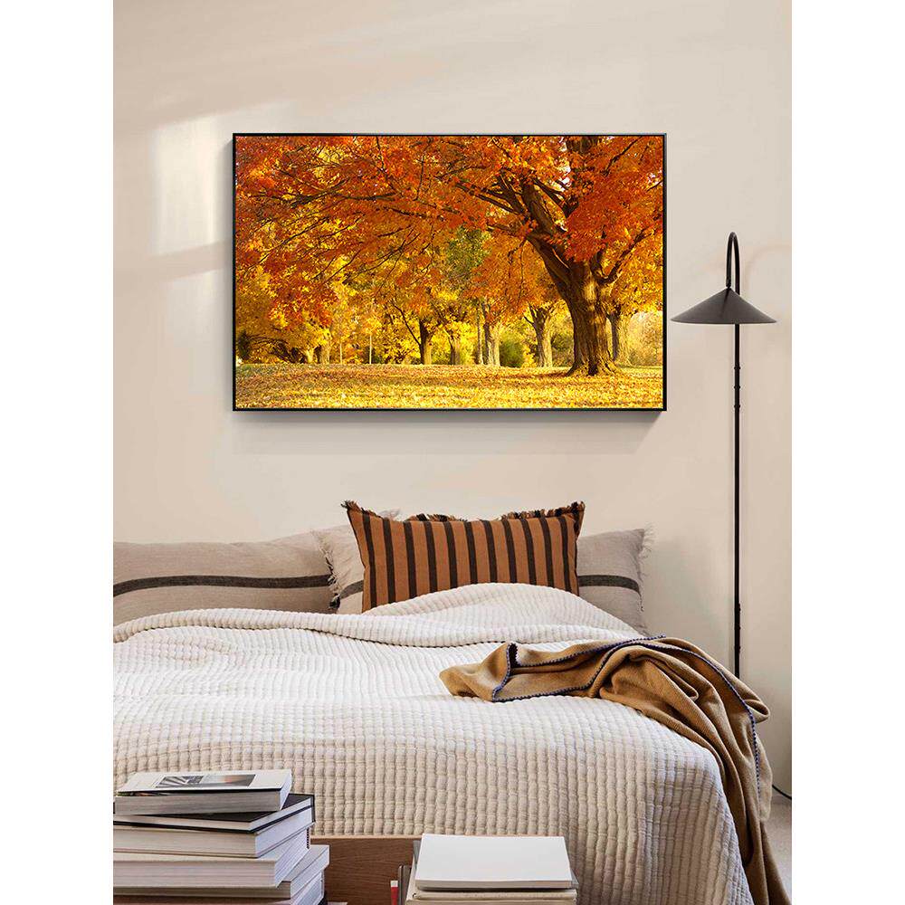 黄金色树林森林枫叶发财树客厅餐厅装饰画卧室背景墙高清风景挂画