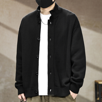 【黑色开衫毛衣外套男士秋冬款】