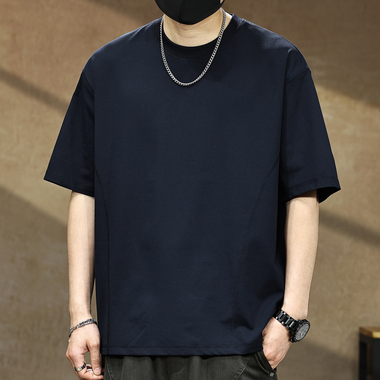 高端索罗娜纯色短袖男款2026新款夏季简约宽松男士T恤半袖上衣服