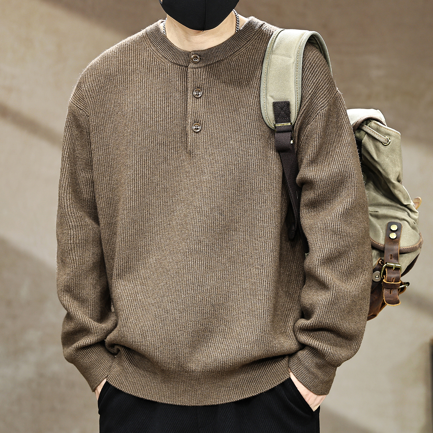 【美式重磅复古毛衣男秋冬新款】