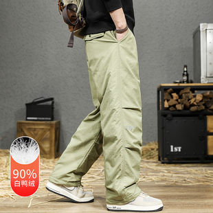 白鸭绒羽绒裤男冬季外穿大码防寒冲锋裤男士户外保暖工装裤子男款