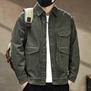 美式2025秋季新款灯心绒工装夹克男潮牌宽松大码潮百搭休闲外套