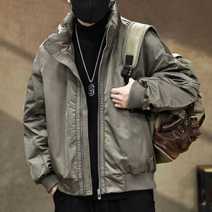 美式复古90白鸭绒飞行员立领羽绒服男款冬季加厚潮牌御寒保暖外套