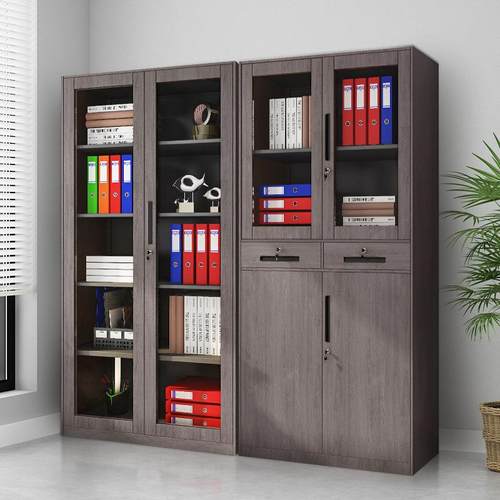 文件柜钢制铁皮柜办公资料档案柜带锁柜储物矮柜木纹书柜更衣柜